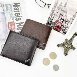 [옷자락]남성 무지 가죽 미니 카드지갑 메탈로고 반지갑