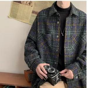 코아픽샵 남자 키작남 하프 코트 모직 봄가을 루즈핏 주니어 시티보이 빈티지 칼라 자켓 꾹3