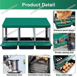 닭장, 금속 롤아웃 3칸 분리형, 써치 커버 포함 둥지 상자