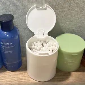 원형 소품정리함 면봉 화장솜 케이스 원터치 시즌헬로 타이니