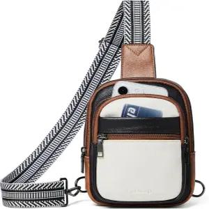 여성용 LATMAP 슬링백 인조 가죽 작은 캐주얼 데이팩 패니 크로스바디 가슴 가방 지갑