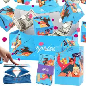 돈을 위한 깜짝 선물 상자 폭발 색종이 조각이 있는 독특한 접이식 바운싱 레드 봉투 생일 기념 발렌타인