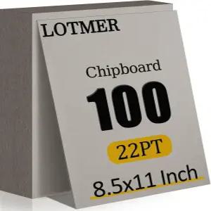 롯데머 100팩 칩보드 시트 제본용 8.5 x 11 인치 22PT 헤비 듀티 DIY 공예용 크래프트 바인더 보드 책 커버