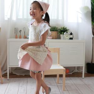 세맘스 프릴 유아앞치마+두건+토시+가방+네임라벨 5종세트 공주앞치마