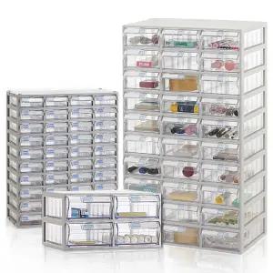 [국산 완제품] 모아이샵 다용도 투명수납함 4칸~40칸 장난감정리함 서랍장 레고 책상정리 수납박스 사무용품정리