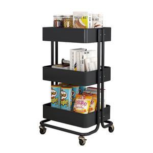 이동식 철제 3단 트롤리 세탁실 주방 수납장 정리함 선반 정리용품 책꽂이 책트롤리 NOH-3