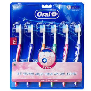 오랄비 고탄력 초미세모 클래식 잇몸선 케어 칫솔 6개입, 부드러운 미세모 초극세모