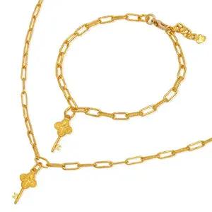 [골드모아]순금 목걸이 팔찌 세트 18.75g [열쇠 클립]