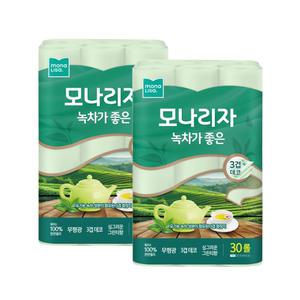 모나리자 녹차가좋은 화장지 3겹 30롤 2팩