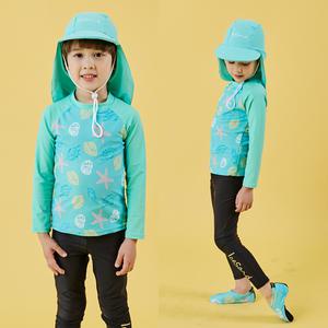 아이스샌드 키즈 남아 래쉬가드 세트+플랩캡 3피스 유아 아동 수영복 BR91009