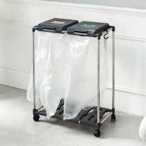 재활용 분리수거함 2단/스탠드 분리수거대 쓰레기통