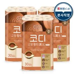 코디 고창 황토 오리지널 25미터 30롤 3팩