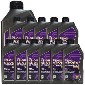 에스오일 세븐 4T 라이더 9 MA2 10W40 1L x 12개 1박스 100% 합성유 JASO MA2 고성능 4행정 바이크 오토바이 엔진오일