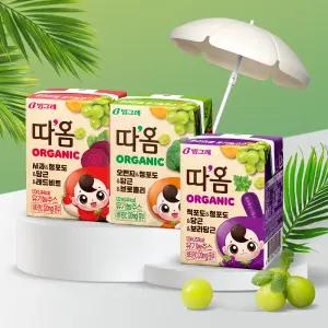 빙그레 따옴 유기농주스 사과/오렌지/적포도 120ml 24팩