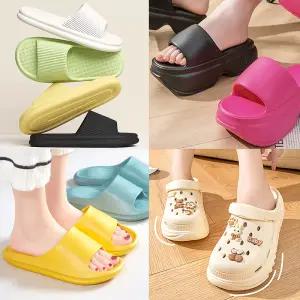 슬리퍼 3cm 6cm 푹신한 쿠션 지압슬리퍼 층간소음방지 실내 거실화 사무실 거실 여성 통굽 실내화