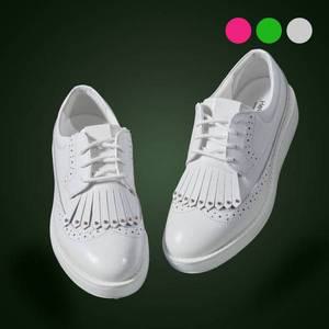 [헬로버디] 여성 골프화 소가죽 수제화 태슬 스파이크리스 올화이트