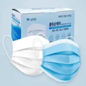 클린손케어 국산 KFAD 비말차단 일회용 덴탈마스크 (대형 블루) 100매