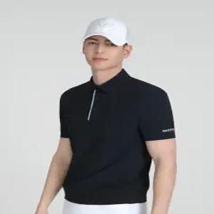 [헤지스 골프] [25SS] HUTS5B353N3 네이비 남성 우븐 펀칭 반팔 카라 티셔츠