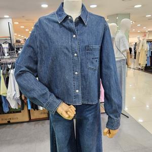 시슬리/애플아울렛/포켓 자수 크롭 데님 셔츠 SAWSA2541