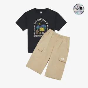 [노스페이스] [노스페이스키즈 공식] NT7UR19U 키즈 하이크 카프리 크루 세트_BLACK