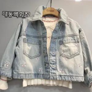 치크 DP01 전판자수 데님쟈켓  CKJA2581G