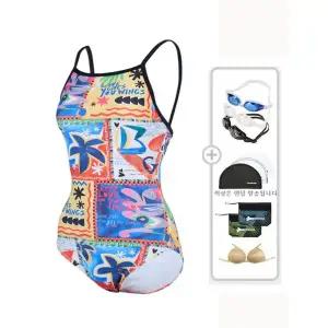 [레노마수영복](하남점)*폴리백 증정*여성 키치야자수U백 스트랩 원피스수영복블랙 RN-LF2F804-BK