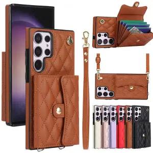 갤럭시S26 S25 S24 S23 S22 S21 S20 플러스 울트라 FE 카드지갑 크로스백 목걸이스트랩 줄 퀄팅 가죽케이스