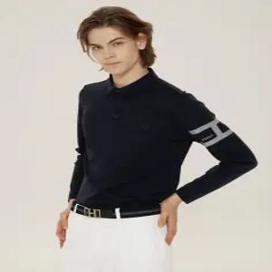 [헤지스 골프 남성] [24FW] WPTS4D711BK 스테디셀러블랙 단색 긴팔폴로티셔츠