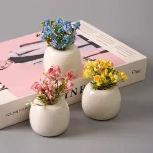 꽃장식 봉안당꾸미기 미니어처 장식용 인테리어 장식 납골당소품 둥근 세라믹 미니 꽃병