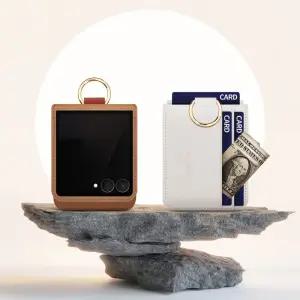 비유어산타 갤럭시 Z플립7 케이스 이태리 천연가죽 힌지보호 카드수납 루나