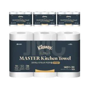 크리넥스 마스터 3겹 키친타월 파워흡수 140매 3롤 4팩