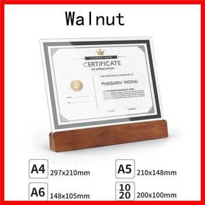 아크릴 사진 프레임 홀더 투명 A4/A5/A6 그림 인증서 캠프 포스터 디스플레이 스탠드 나무 기본 엽서 가격