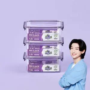 [에코센스] 히트락 올트라이탄 밀폐용기 직사각 1200ml, 3개