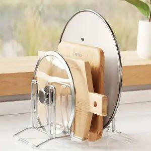 주방 수납 정리 스텐 재질 냄비뚜껑 도마 보관 선반 싱크대 주방용품 거치 스탠드