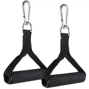 프리미엄 헬스장 케이블 그립 홈짐 삼두 운동 손잡이 스펀지 핸들 1쌍+안전 버클 1쌍