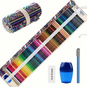 용 컬러링북을 72색 색연필 프리미엄 아티스트 연필 세트 수제 캔버스 포장 추가 액세서리 포함