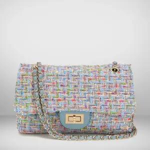 스튜디오세라 클리어런스 소가죽 트위드 크로스백 H20H597 스카이블루