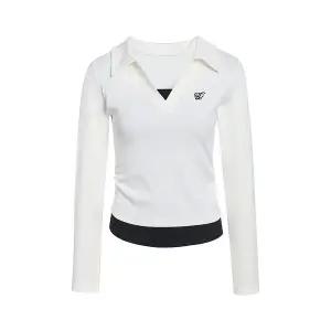 [JJ지고트](대전신세계)사이드 셔링 레이어드 배색 티셔츠 GS4N0TS401