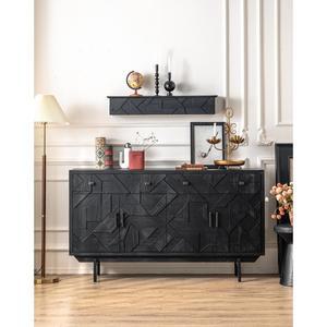 빈티지 거실 고급 블랙 원목 프랑스식 수납장 콘솔 주방 식당 크레덴자 사이드보드 뷔페