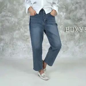 벅시루 노바디진 옆진청라인 여성 봄가을 허리밴딩 스판 테이퍼드 9부 청바지 490