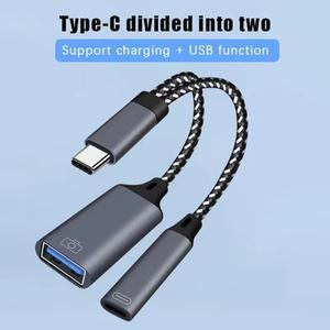 USB C to OTG 어댑터 2 in 1 분배기 (60W PD 충전 타입 및 A 암포트 포함) 삼성호환 S24 샤오미호환용