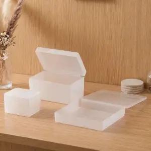 3종 반투명 직사각 플라스틱 소품 정리함 보관 수납 면봉 엑세서리 수납통 보관함 포카 상자