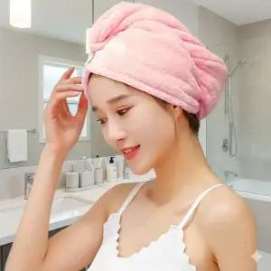 헤어드라이 극세사 헤어타월 긴머리 건조타월 흡수 빠른 드라이캡 단추고정 욕실용