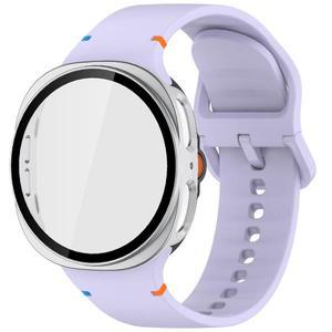 갤럭시 워치 8 클래식 LTE 46mm용 PC 커버 스트랩, 삼성 갤럭시 워치 8 40mm 44mm용 실리콘 시계줄, 강화유