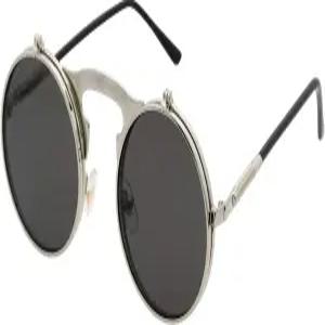 J L 안경 레트로 플립업 원형 고글 스팀펑크 선글라스