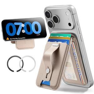 [미국배송] MAGSAFE 지갑 스탠드용 ESR AURA 그립 RFID 차단 기능 링 휴대폰 케이스용 카드 홀더 5개 폰용 마그네틱 17/16/15/14/13/12(미니 제외) 선택된 삼성호환 디저트 티타늄