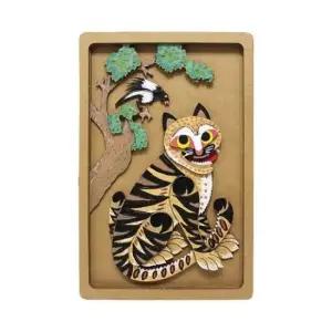 [문구] 글로벌이지 우든페이퍼 민화 입체 액자 까치와 호랑이 2EA