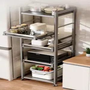 밥솥 수납장 주방 다층 정리대 틈새수납 이동식 레일