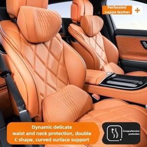 소프트 메모리폼 차량용 목베개 세트 가죽 헤드레스트 요추 시트 액세서리 자동차 지지대 및