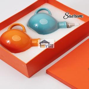 쿨컬러 르 크루제 세라믹 오일 식초 병 주방 양념통 세트 가정용 원형 보관 용기 뚜껑 포함